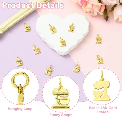 Vista 4 de Stiesy Dijes de latón dorado para hacer joyas, colgantes a granel para collares, pulseras, aretes, manualidades, Vidrio, Sin piedra preciosa