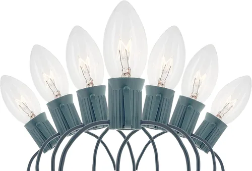 Vista 8 de Creative Hobbies Cadena de luces de Navidad multicolor de 25 pies con bombillas incandescentes C7 - Luces clásicas de decoración navideña