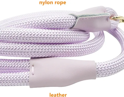 Vista 4 de Correa de perro de cuerda de nailon de 5 pies con soporte para bolsa de excrementos, correa de perro resistente a presión, correa de cuerda de mango