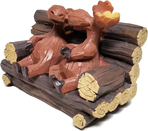 Vista 3 de Figura de banco de troncos de pareja de alces