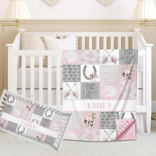 Vista 13 de Juego de ropa de cama personalizado para cuna de bebé para bebés, juego de ropa de cama personalizado para cuna con nombre, ropa de cama de cuna