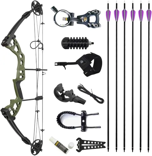 Vista 11 de Arco compuesto de tiro con arco, peso ajustable de 30 a 55 libras, longitud de tiro de 24 a 29.5 pulgadas, kit de arco de caza IBO 310 FPS