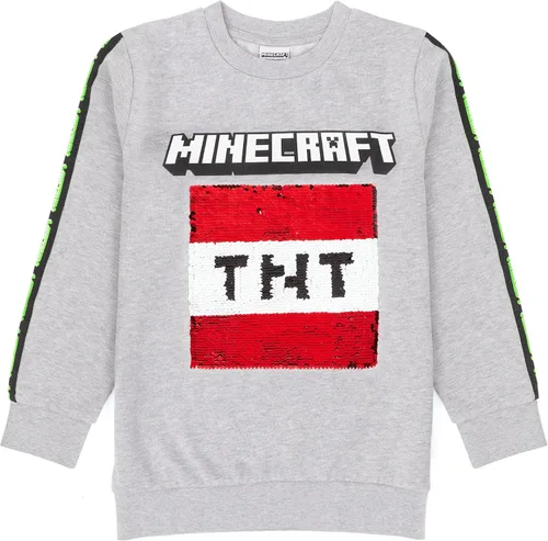 Vista 2 de Minecraft Sudadera con capucha para niños con lentejuelas Creeper TNT gris Gamer, Gris