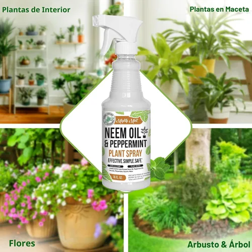 Vista 3 de Mighty Mint Spray nutritivo para plantas de aceite de neem y menta, brillo natural de hojas para uso en interiores y exteriores, fórmula a base