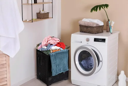 Vista 8 de Eslite Cestas de plástico plegables para la ropa sucia de 42 litros, cesta plegable para la ropa, paquete de 2 unidades (negro)