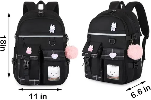 Vista 6 de dageraad Mochilas para niñas, Negro -, Mediana, Mochila