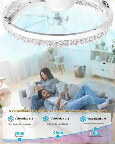 Vista 8 de Ventiladores de techo de 18 pulgadas con luces y control remoto Marfil