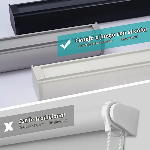 Vista 4 de Changshade Persianas enrollables inalámbricas de tamaño personalizado, 100 % opacas, con aislamiento térmico, protección UV, con sistema de resorte
