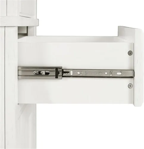 Vista 7 de Crosley Furniture Seaside - Armario de almacenamiento alto de lino y organizador de baño con cajón y estantes, color blanco envejecido
