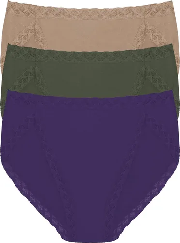 Vista 9 de Natori Paquete de 3 calzoncillos de corte francés Pima Bliss para mujer Negro/Café/Blanco