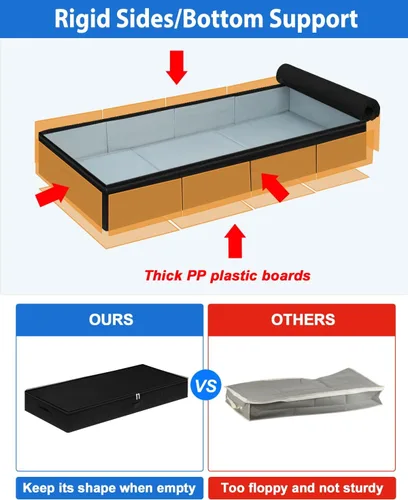 Vista 3 de Contenedor de almacenamiento debajo de la cama de 4.5 pulgadas de alto, contenedor de almacenamiento bajo debajo de la cama, organizador