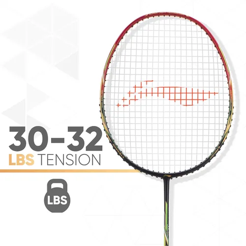 Vista 6 de Li-Ning Air Force 77 G2 - Raqueta de bádminton de fibra de carbono con cubierta completa Black