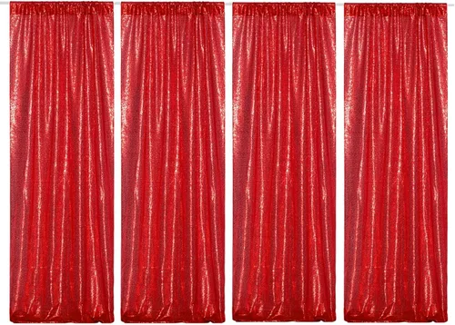 Vista 22 de Poise3EHome - Cortinas de lentejuelas con purpurina champagne, 2 piezas de 2 x 8 pies, paneles de purpurina para fiesta de Halloween, fiesta