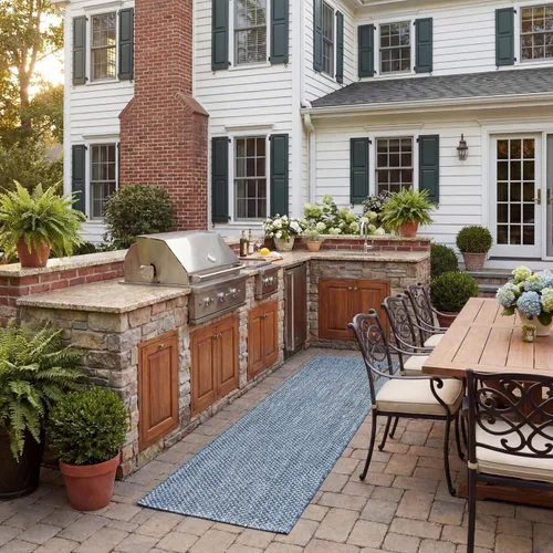 Vista 15 de SAFAVIEH Alfombra Lavable para Exteriores Colección Courtyard - 2'3" x 5', Azul Aqua y Gris, No Desprende Pelusa y Fácil Limpieza, Ideal para Patio