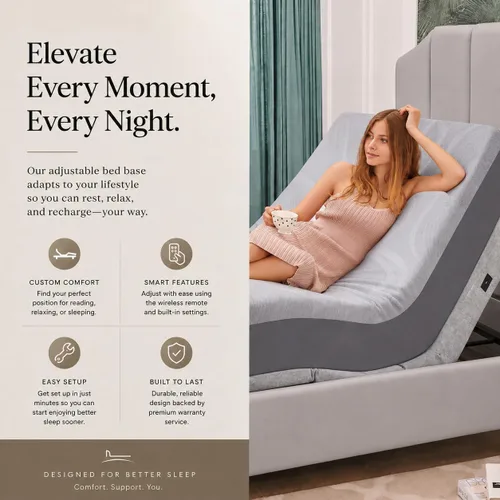 Vista 2 de Irvine Home Collection Base de Cama Ajustable Twin XL con Colchón de Espuma Viscoelástica de Gel Prime de 14 Pulgadas - Masaje Dual - Puertos USB