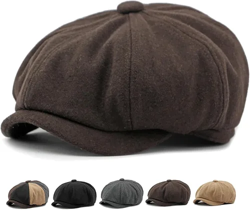 Vista 10 de Xinveen Gorra de 8 paneles para hombre, gorra de tweed vintage con diseño de espiga