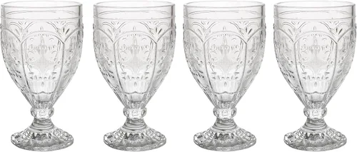 Vista 8 de Fitz and Floyd Vasos de mesa con pie ornamental, juego de 4, Humo