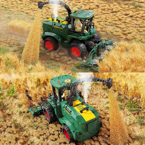 Vista 4 de TYCOLE Technic - Juego de bloques de construcción de tractor, camión de granja y cosechadora, juguetes de construcción con cabeza de grano móvil