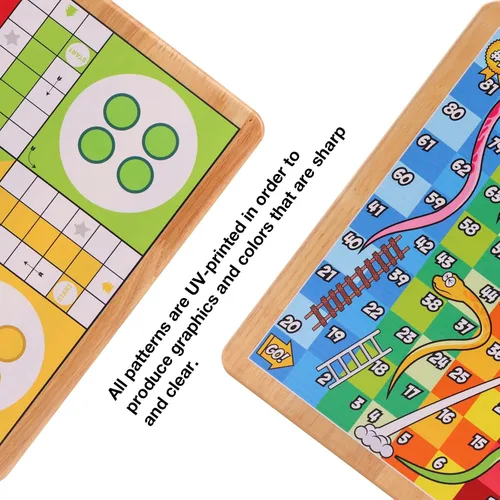 Vista 3 de Crobyi Juego de mesa Ludo de 12 pulgadas + serpientes y escaleras, 2 en 1, juego de mesa clásico para adultos y niños, incluye 1 tablero de juego, 2