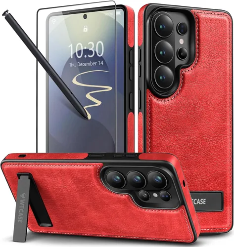Vista 9 de WTCASE Funda de piel magnética fuerte para Samsung Galaxy S26 con soporte, [compatible con MagSafe], funda delgada y ajustable con función atril