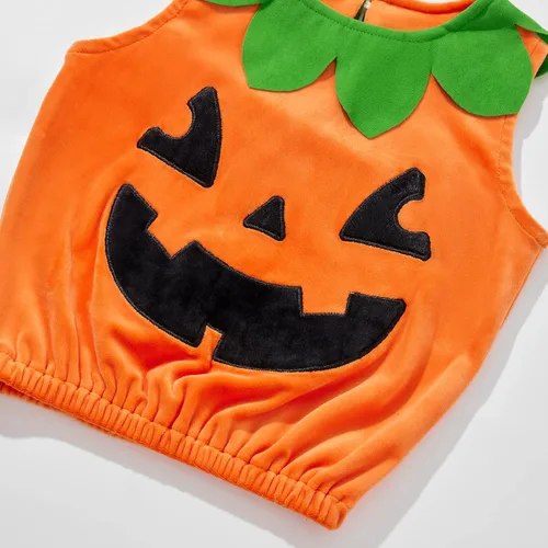 Vista 4 de Disfraz de calabaza para bebés recién nacidos disfraz de Halloween para niños disfraz de calabaza infantil traje de mameluco con capucha