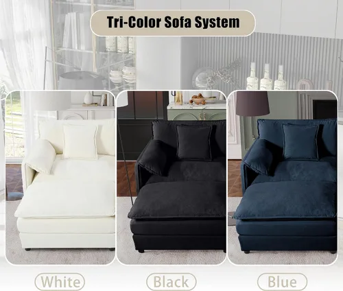 Vista 8 de Modular Sectional Sofa, Oversized Deep Seat U Shaped Couch Set for Living Room, 3 Seater Comfy Cloud Couches with 2 Movable Ottomans, DIY