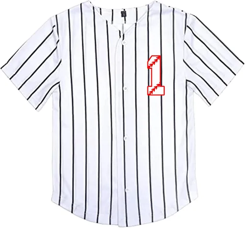 Vista 2 de BAICAIYU Camiseta de béisbol de primer cumpleaños para niños pequeños, casual, ajustada, con camisa de botones en V a la moda