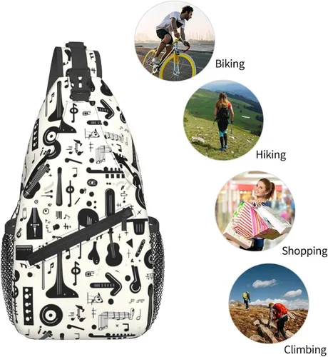 Vista 5 de Small Crossbody Bags for Women Men - Vintage Black Instrument Print Adjustable Shoulder Bag Fanny Packs Belt Sling Bag Crossbody Purses Backpack for