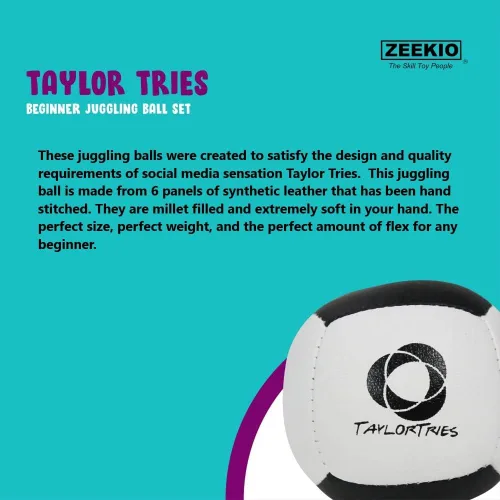 Vista 6 de Zeekio - Taylor Tries Signature - Juego de pelotas de malabarismo para principiantes, todos los niveles y todas las edades - Pelota de cuero