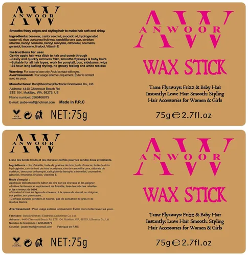 Vista 9 de AnWoor - 4 cepillos de borde para el cabello, barra de cera para el cabello, cepillo de pelo liso para alisar el cabello del bebé, peines de cola