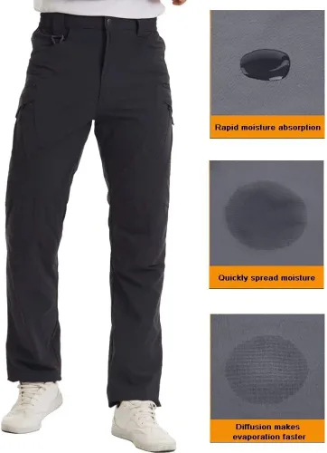 Vista 7 de BIYLACLESEN Pantalones militares Ripstop para hombre, con múltiples bolsillos, ligeros, de secado rápido, para senderismo, campamento