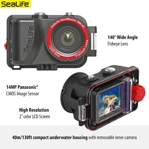 Vista 3 de SeaLife ReefMaster RM-4K Cámara de acción subacuática con video 4K e imágenes fijas de 14 mp, modos de escena subacuática, lente gran angular