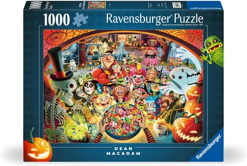 Vista 2 de Ravensburger Trick or Treat de Dean Macadam - Rompecabezas de 1000 piezas para adultos - 12001348 - Herramientas elaboradas a mano, fabricadas