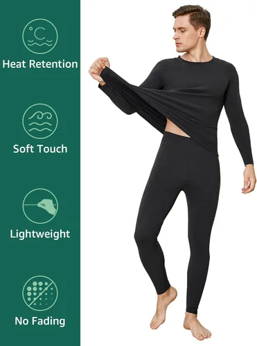 Vista 4 de INNERSY Conjunto de ropa interior térmica para hombre, ligero, capa base, pantalones largos para ejercicio de invierno