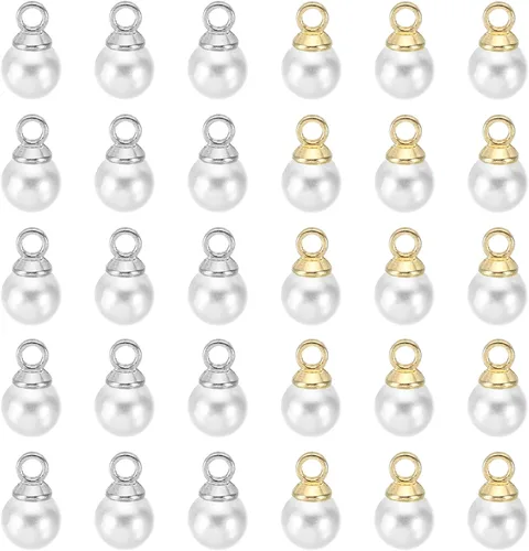 Vista 41 de PATIKIL Abalorio de perlas, 100 cuentas de perlas de imitación de perlas colgantes para bricolaje para hacer joyas, pulseras, aretes, collares Beige