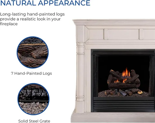 Vista 4 de Duluth Forge DLS-18R-2 Chimenea de doble combustible sin ventilación con troncos y control remoto, uso con gas natural o propano líquido, 30.000