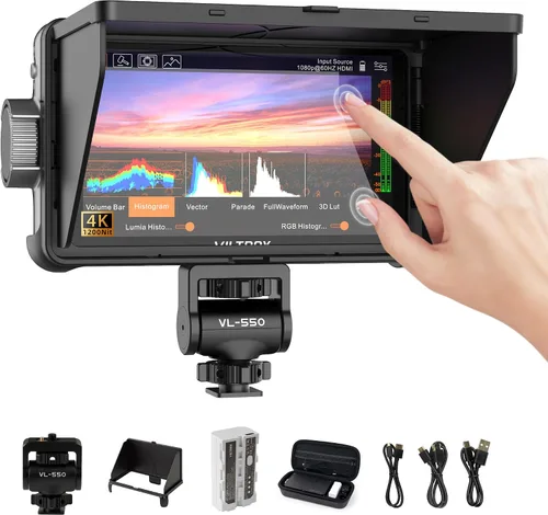Vista 11 de VILTROX DC-V1 Monitor de Campo para Cámara con Pantalla Táctil, Monitor DSLR de 5.5 Pulgadas con Resolución 1920x1080 IPS, con Capucha Protectora