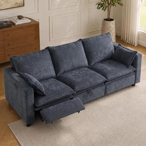 Vista 11 de GUEAPY Sofá reclinable eléctrico, sofá biplaza Cloud Couch, sofás seccionales reclinables color crema de gran tamaño, moderno sofá reclinable