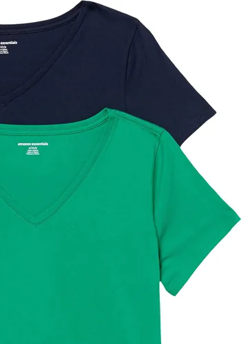 Vista 6 de Tienda Essentials - Camiseta de manga corta con cuello en V para mujer, corte clásico, 100% algodón, 2