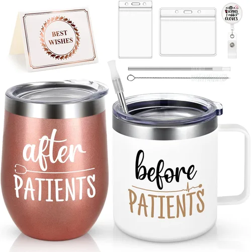 Vista 6 de Regalos LiqCool para Enfermeras y Asistentes Dentales - Taza de 12oz y Vaso de Vino para Enfermeras, Médicos, Dentistas y Médicos - Regalo