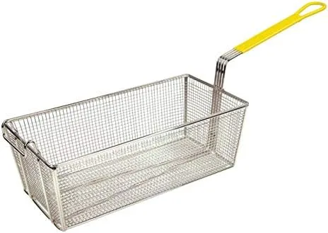 Vista 8 de Tiger Chef Prensa de la cesta de la freír del acero inoxidable con la manija plástica roja de 11 pulgadas