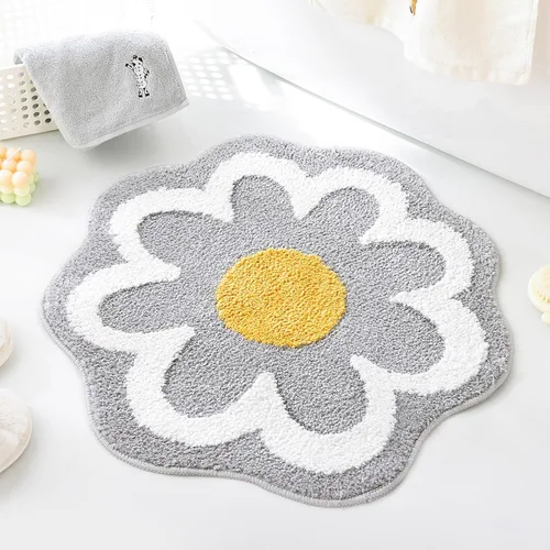 Vista 10 de TRUEDAYS Alfombra de baño de flores verdes para suelo de baño, pequeña alfombra de baño antideslizante de absorción de agua, alfombra de baño ultra