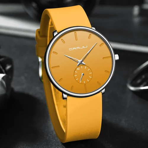 Vista 6 de CRRJU Mens Women Watch Casual Stylish Waterproof Quartz Unisex Wristwatches, Ultra Thin Watches for Men Women, Colorful Silicone Band