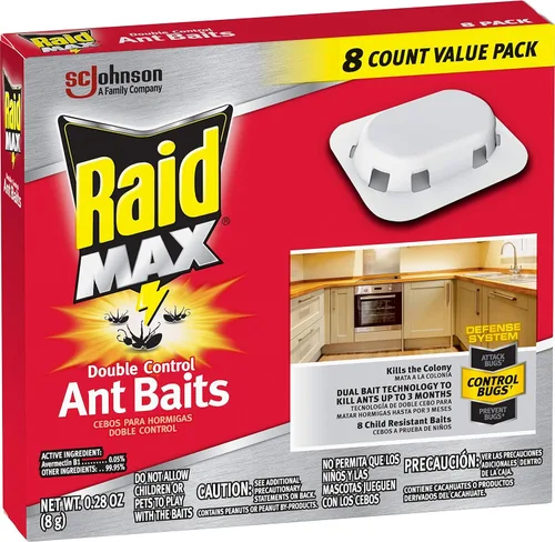 Vista 3 de Raid Max - Cebos para hormigas de doble control, sistema de defensa de uso doméstico para controlar insectos, tecnología de cebo doble, 0.28 onzas