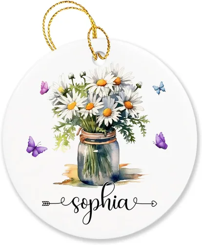 Vista 17 de Adorno personalizado de flor de azalea para la primera Navidad, adorno personalizado de Azalea 1ª Navidad, recuerdo de flores para amigos, regalo