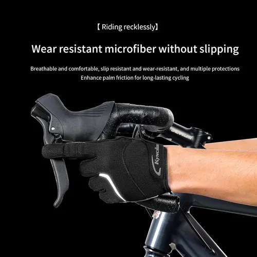 Vista 5 de KynciLOR Guantes de ciclismo para mujer y hombre, guantes de ciclismo con dedos para pantalla táctil y almohadillas de palma con silicona
