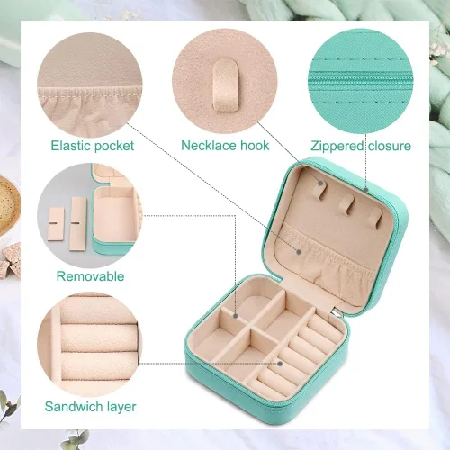 Vista 3 de Caja organizadora de joyas occidentales, con estampado de vaca vaquera para viaje, pequeño estuche de joyería portátil para niña de campo, regalo