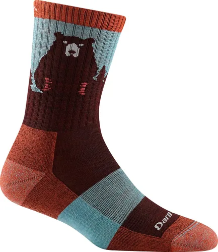 Vista 10 de Darn Tough Bear Town Micro Crew - Calcetines ligeros con cojín para mujer (estilo 1970) - Agua