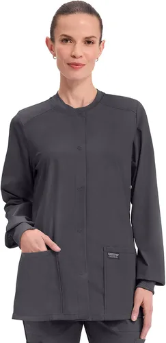Vista 11 de Cherokee Workwear Profesionales Snap Front Warm-up Scrub Jacket Azul marino