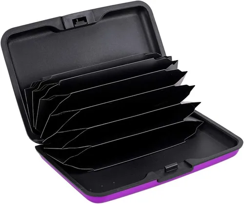 Vista 2 de Elfish.- Funda protectora de aluminio contra RFID, para tarjetas de crédito, carcasa rígida para tarjetas de presentación, cartera de metal